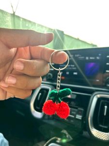 🍒 Handmade Crochet Cherry Keychain