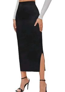 Classic Black Slit Pencil Skirt