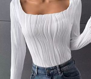 White Textured Long Sleeve Top