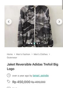 Adidas White Hooded Two side Wear Jacket