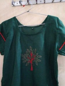 Green Colour Straight Kurta