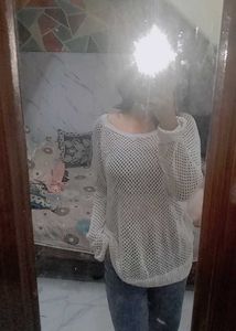 Stylish White Knit Top for both winter &amp; summer al