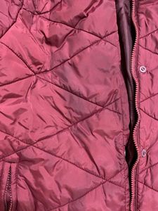 Women Burgundy Quilted Hooded Jacket