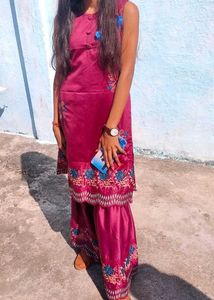 Maroon Embroidered Sharara Set