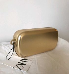 ZARA Unisex Gold Metal Sling Bag