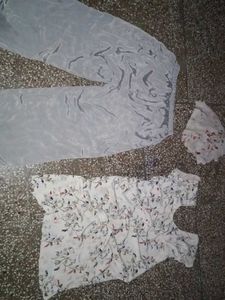 White Silk Suit Plazzo With Dupatta