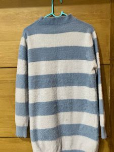 Blue &amp; White Striped Sweater Dress