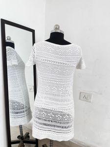 White Crochet Mini Dress