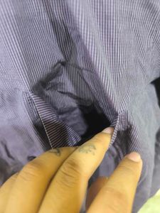 Purple Shirt With White Straps From Van Heusen.