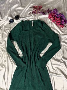 Emerald winter Green Knit Dress