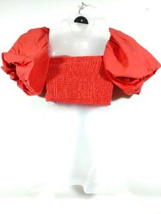 Dark Coral Pink Square Neck Crop Top (Women)