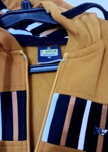 Cozy Mustard Yellow Striped Hoodie