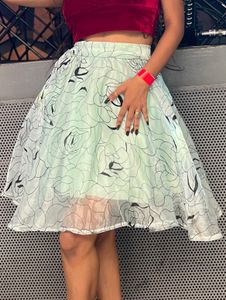 Floral Print Mint Green Skirt