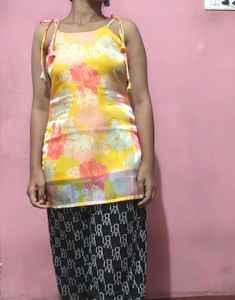 Floral Tie-Strap Kurti Stiched For Sale Purpuse