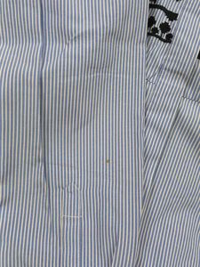 Blue Striped Embroidered Peplum Shirt