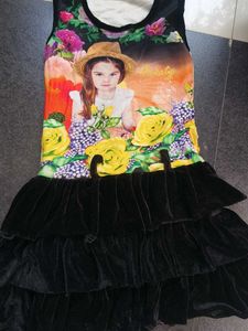 Girl's Floral Print Tiered Dress