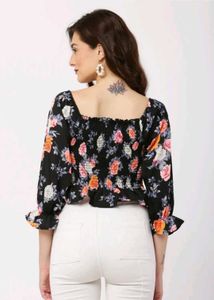 Floral Print Tie-Front Top