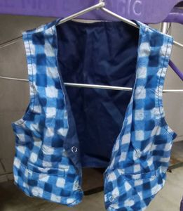Boys Blue Checkered Vest