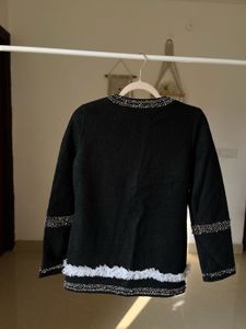 Exquisite Black Beaded &amp; Fringed Statement Blazer