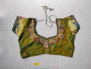 Green Colour Pattu Blouse