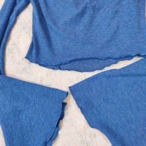 💙 SHEIN Chic Blue Bell Sleeve Crop Top 💙