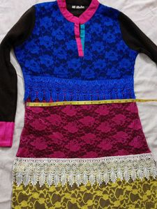 woolen multi Colorful Lace Kurti