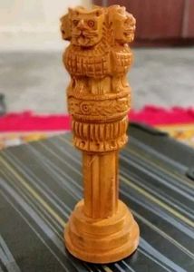 Wooden Handmade Ashoka Stambh Pillar  (15 CM) Stan