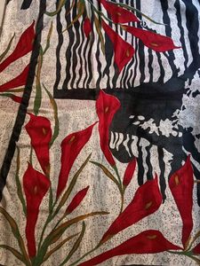 White Black And Red Chiffon Saree