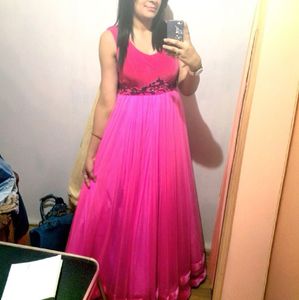 Designer Embellished Velvet And Net Floor Gown