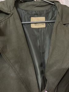 Elegant Olive Green Trench Coat