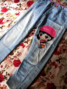 Cartoon Patch Jeans