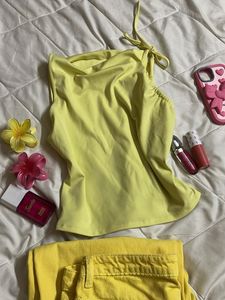 Yellow Top with Tie Detail