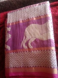 Elegant Purple Saree with Elephant Print