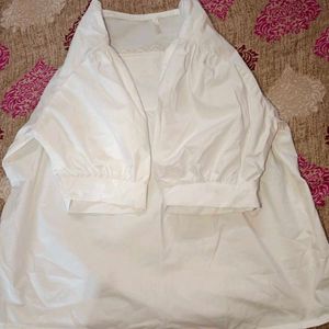 White Square Neck Top