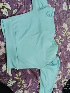 Light Blue Tie-Front Cropped Sweater