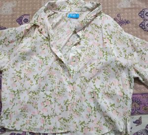 Floral Button-Up  Crop Shirt/Top