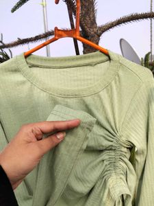 Sage Green Ruched Long Sleeve Top