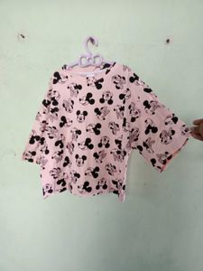 BLACK DENIM FROCK WITH MICKY MOUSE TISHIRT