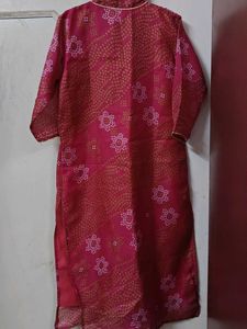 Pure Jaipur Bandhani Cotton Kurta | Rani Pink 🩷