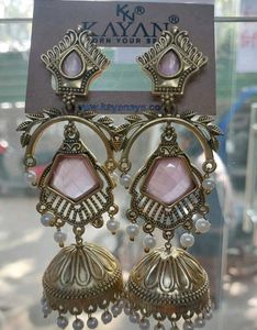 Jhumka Earrings in pink