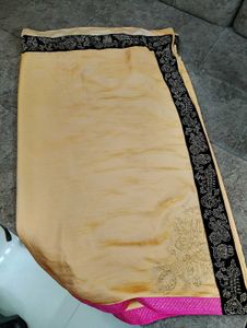 Elegant Beige &amp; Black Saree