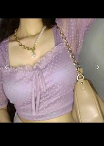 Athena Lavender puff sleeve corset Top