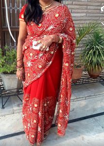 Maroon Heavy Party Wear Saree