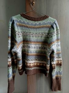 Vintage Patterned Knit Sweater