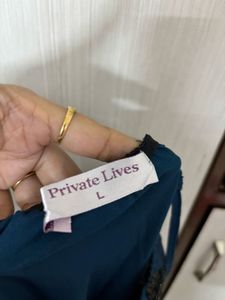 Teal Satin Night Slip Dress