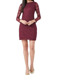 Miss Chase Women's Maroon Round Neck Full Sleeves