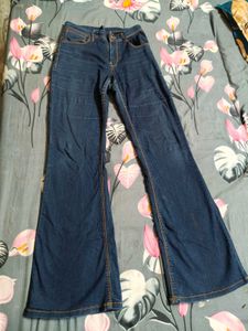 Navy Blue Boot Cut Mid Waist Jeans