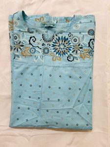 Cotton Light Blue Tunic - Unused in size M - L