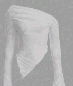 White Ribbed One-Shoulder Top