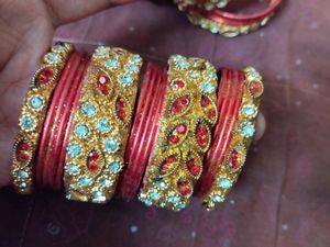 New Net Khada Dupatta With bangles Set